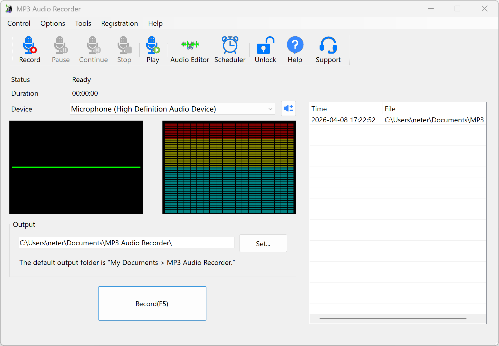 MP3 Audio Recorder Screenshot