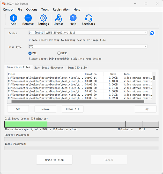 ZGZ BD Burner Screenshot
