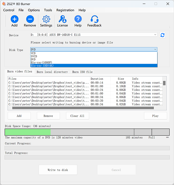 ZGZ BD Burner Screenshot