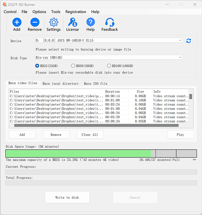 ZGZ BD Burner Screenshot