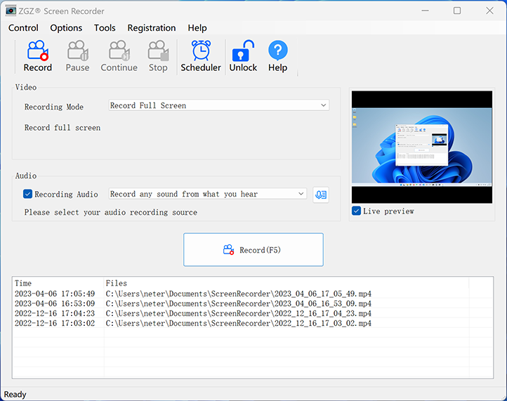 ZGZ Screen Recorder Screenshot