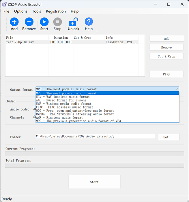 ZGZ Audio Extractor Screenshot