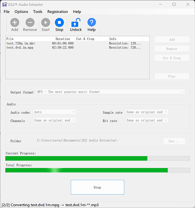ZGZ Audio Extractor Screenshot